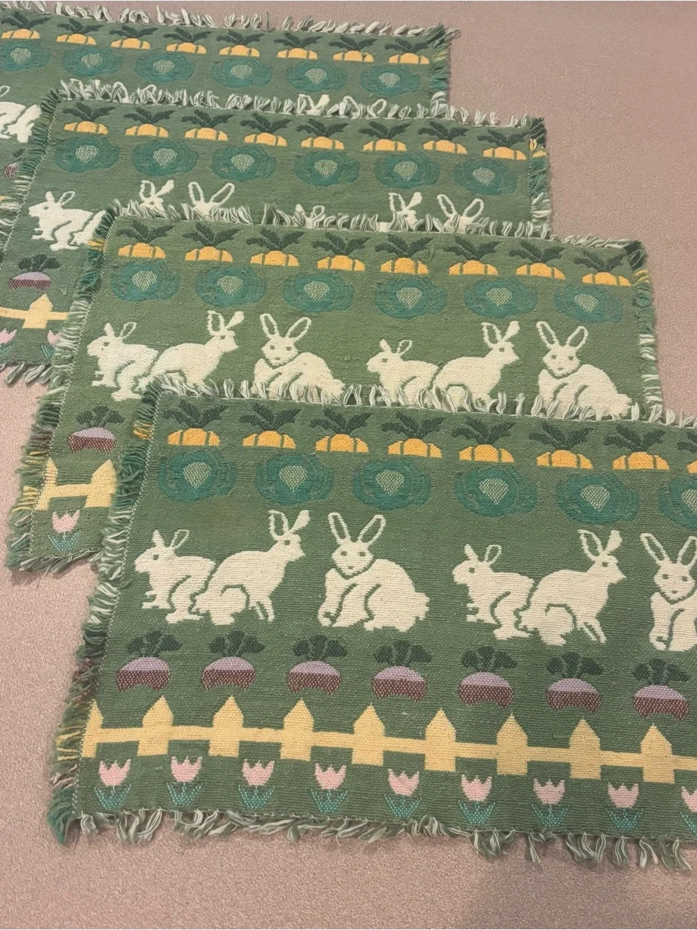 Green Bunny Jacquard Placemat Set